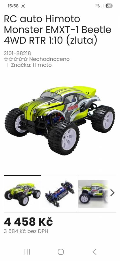 RC auto Himoto Monster EMXT-1 Beetle 4WD RTR 1:10