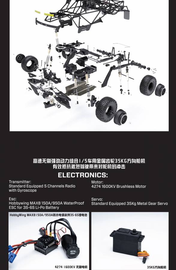 Trophy Truck 1/7 Scale RC Brushless Yikong DF7 v3